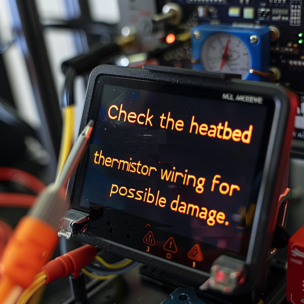 A multimeter testing the heatbed thermistor to fix the Prusa MK4 error #13207 bed mintemp.