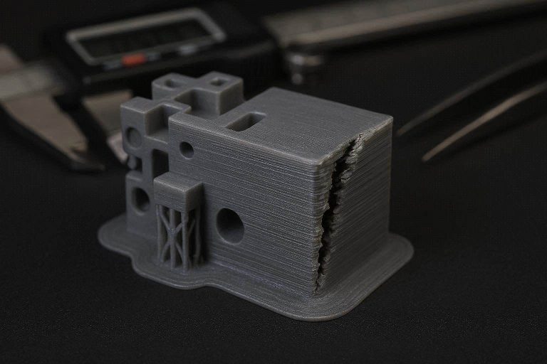 A macro diagnostic view demonstrating the exact mechanical failures you will learn to correct to fix FDM first layer height and under-extrusion.