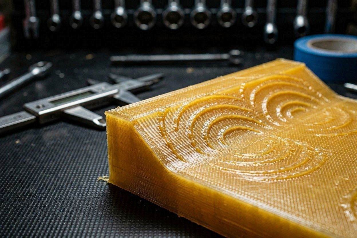A macro comparison showing exactly how to fix PETG over-extrusion and nozzle scraping artifacts.